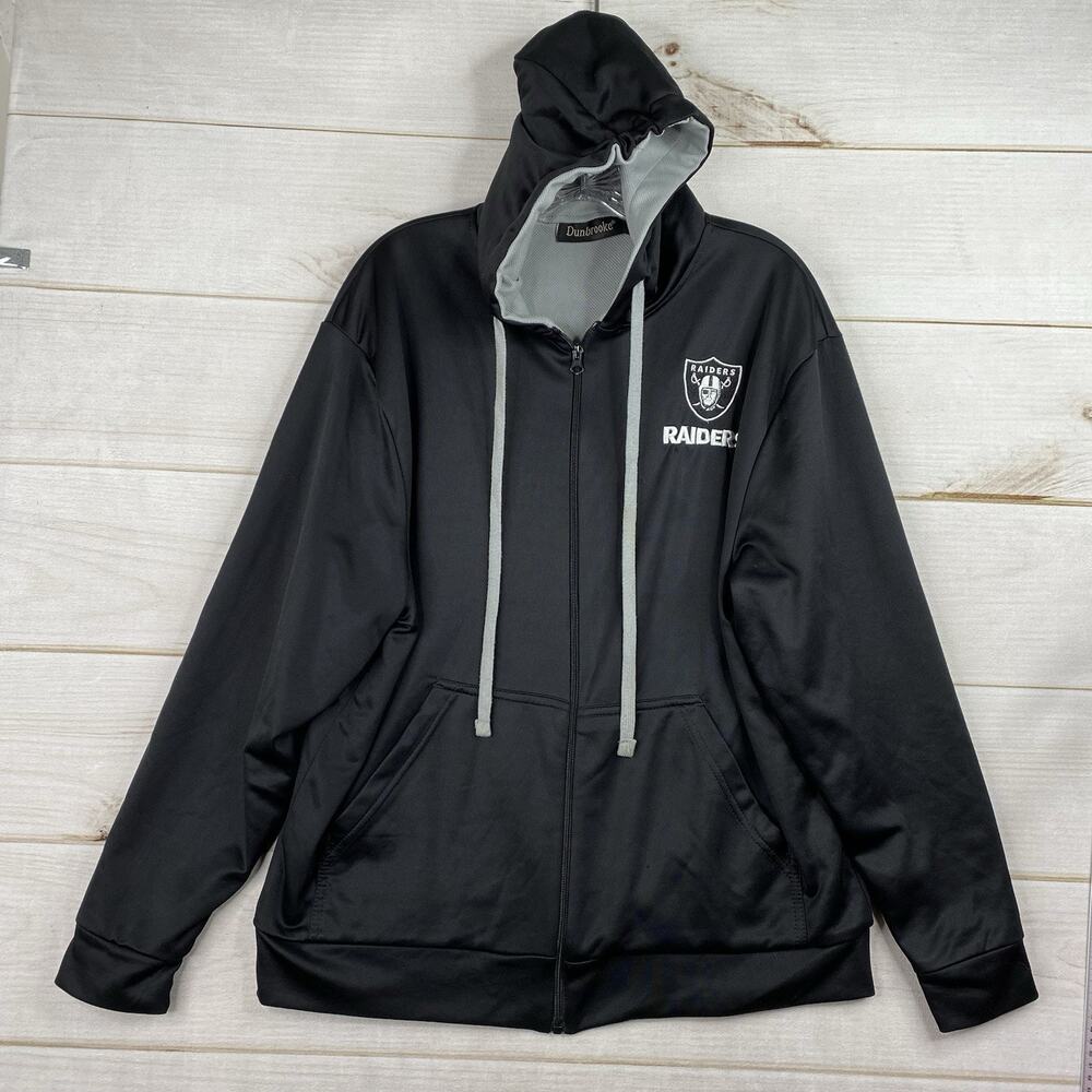 Las Vegas Raiders Dunbrooke Full Zip Jacket M Black Oversized Hooded Oakland NFL